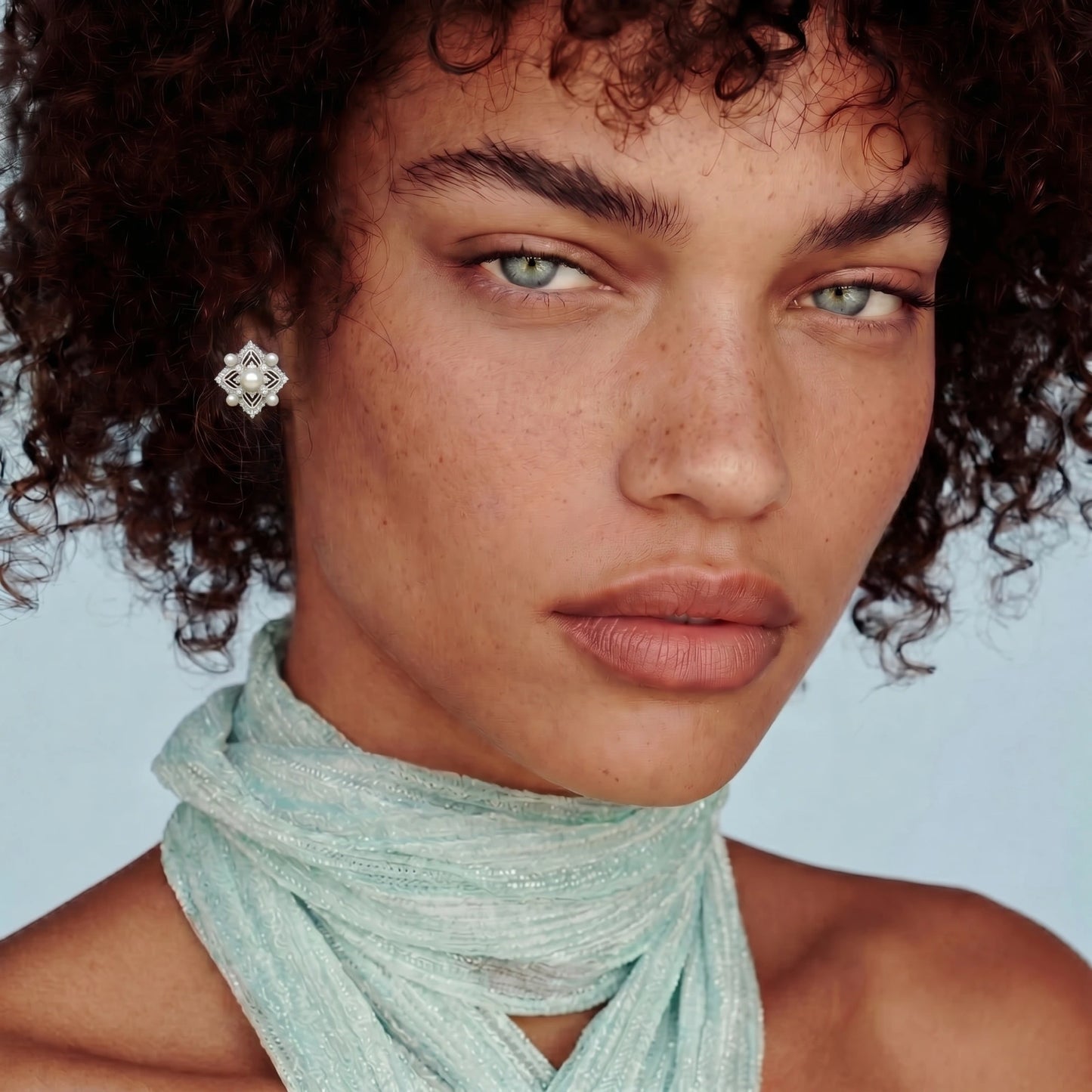 Celestial Pearl Cross Studs by Troy Peruzzi