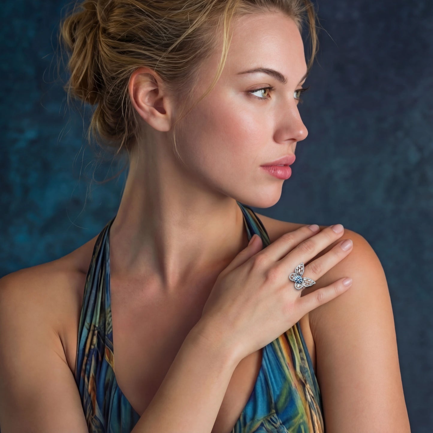 Blue Butterfly Moissanite Ring by Troy Peruzzi