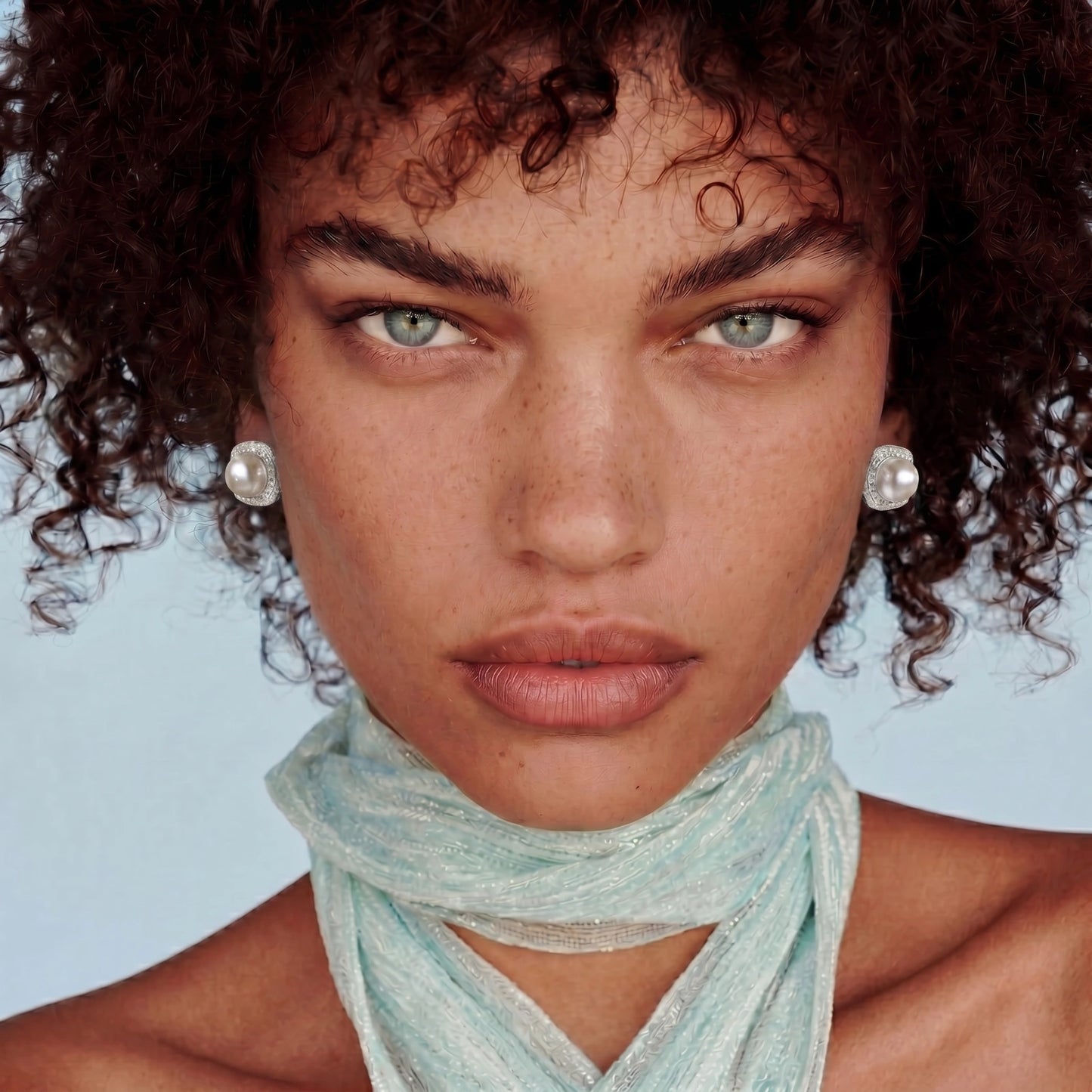 Halo Pearl Studs by Troy Peruzzi