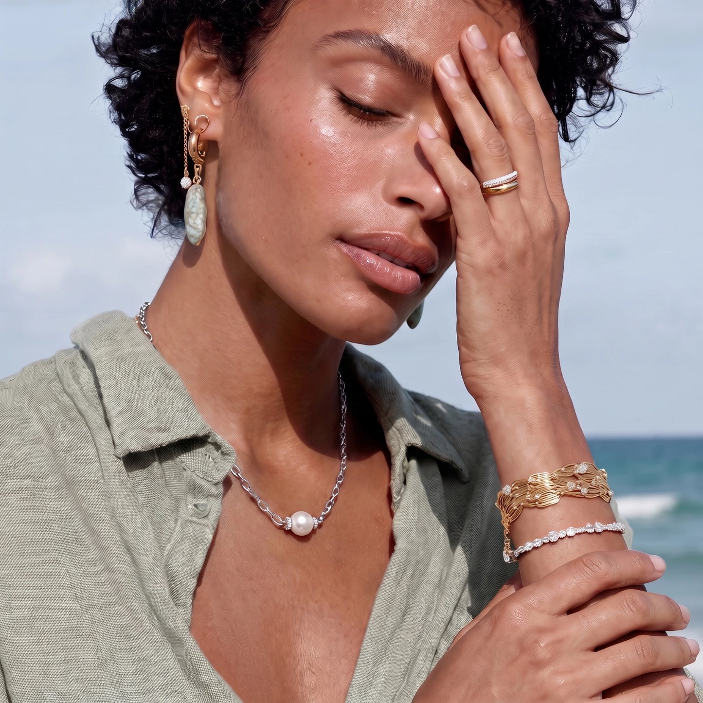 Luna Pearl Chain Necklace by Troy Peruzzi